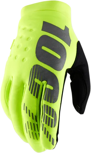 100% Brisker Gloves - Fluo Yellow - Small 10003-00015