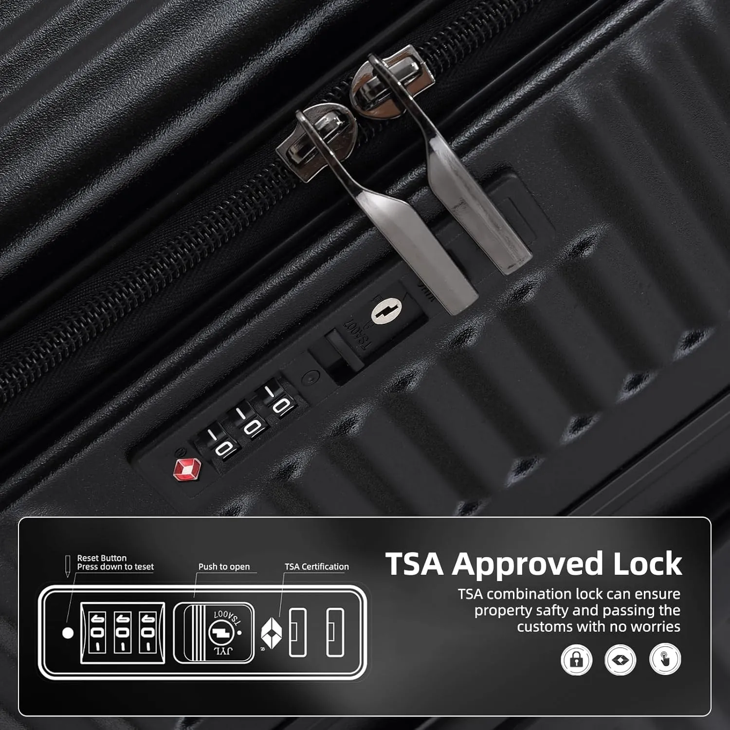 2 pieces 20/29 Aluminum Luggage Set with Side Opening, Lightweight Hardshell ABS PC Suitcase with TSA Lock, 360 Universal Wheels & Adjustable Handle, Black