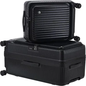 2 pieces 20/29 Aluminum Luggage Set with Side Opening, Lightweight Hardshell ABS PC Suitcase with TSA Lock, 360 Universal Wheels & Adjustable Handle, Black