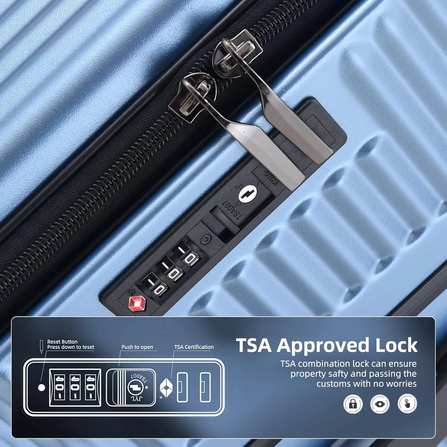 2 pieces 20/29 Aluminum Luggage Set with Side Opening, Lightweight Hardshell ABS PC Suitcase with TSA Lock, 360 Universal Wheels & Adjustable Handle, Dark Blue