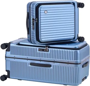 2 pieces 20/29 Aluminum Luggage Set with Side Opening, Lightweight Hardshell ABS PC Suitcase with TSA Lock, 360 Universal Wheels & Adjustable Handle, Dark Blue