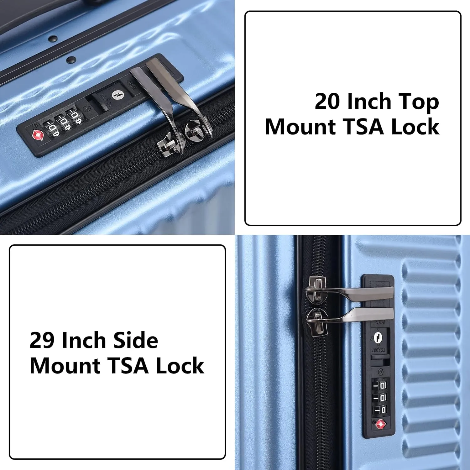 2 pieces 20/29 Aluminum Luggage Set with Side Opening, Lightweight Hardshell ABS PC Suitcase with TSA Lock, 360 Universal Wheels & Adjustable Handle, Dark Blue
