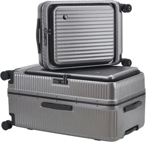2 pieces 20/29 Aluminum Luggage Set with Side Opening, Lightweight Hardshell ABS PC Suitcase with TSA Lock, 360 Universal Wheels & Adjustable Handle, Dark Gray
