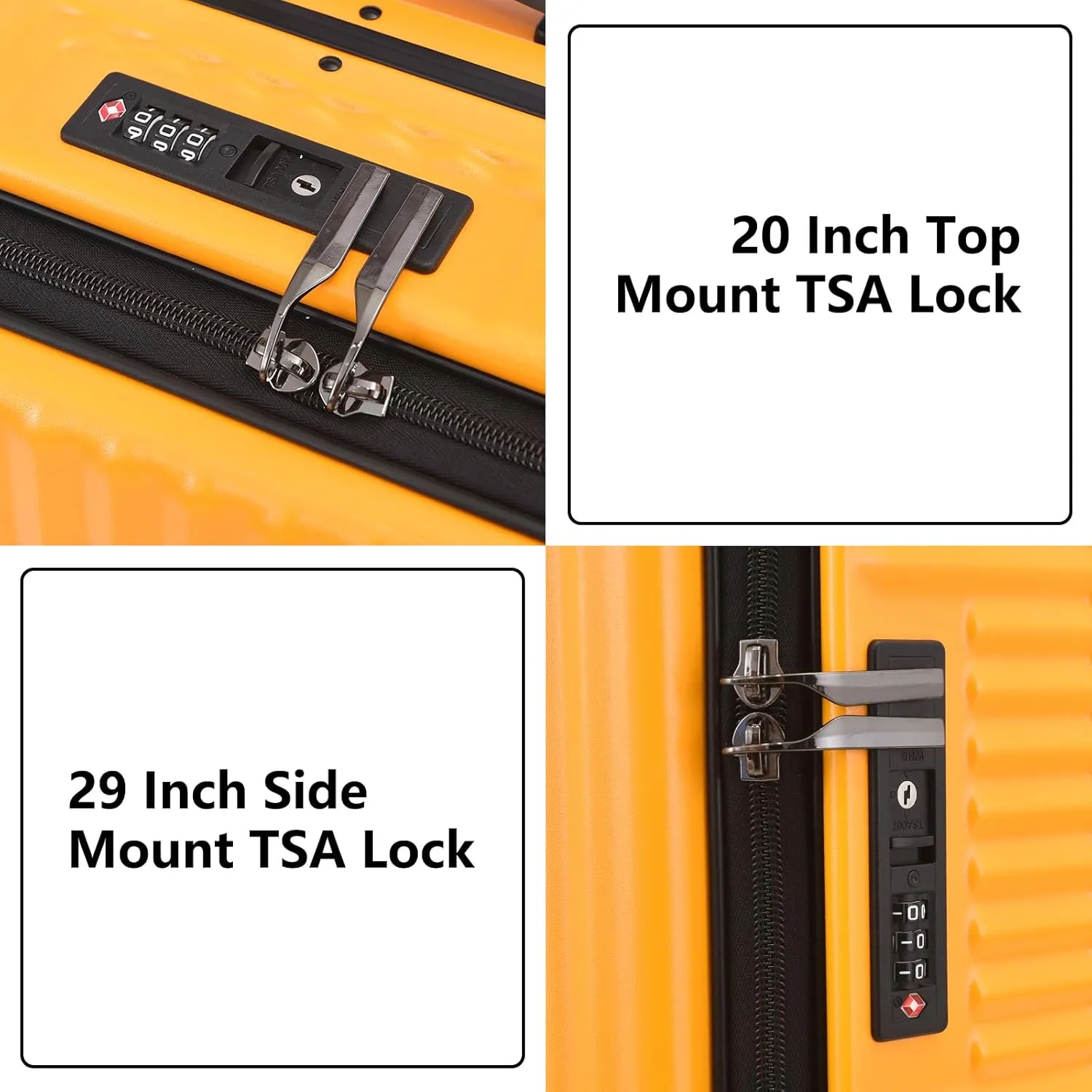 2 pieces 20/29 Aluminum Luggage Set with Side Opening, Lightweight Hardshell ABS PC Suitcase with TSA Lock, 360 Universal Wheels & Adjustable Handle, Orange