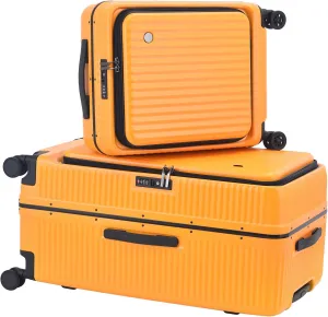 2 pieces 20/29 Aluminum Luggage Set with Side Opening, Lightweight Hardshell ABS PC Suitcase with TSA Lock, 360 Universal Wheels & Adjustable Handle, Orange