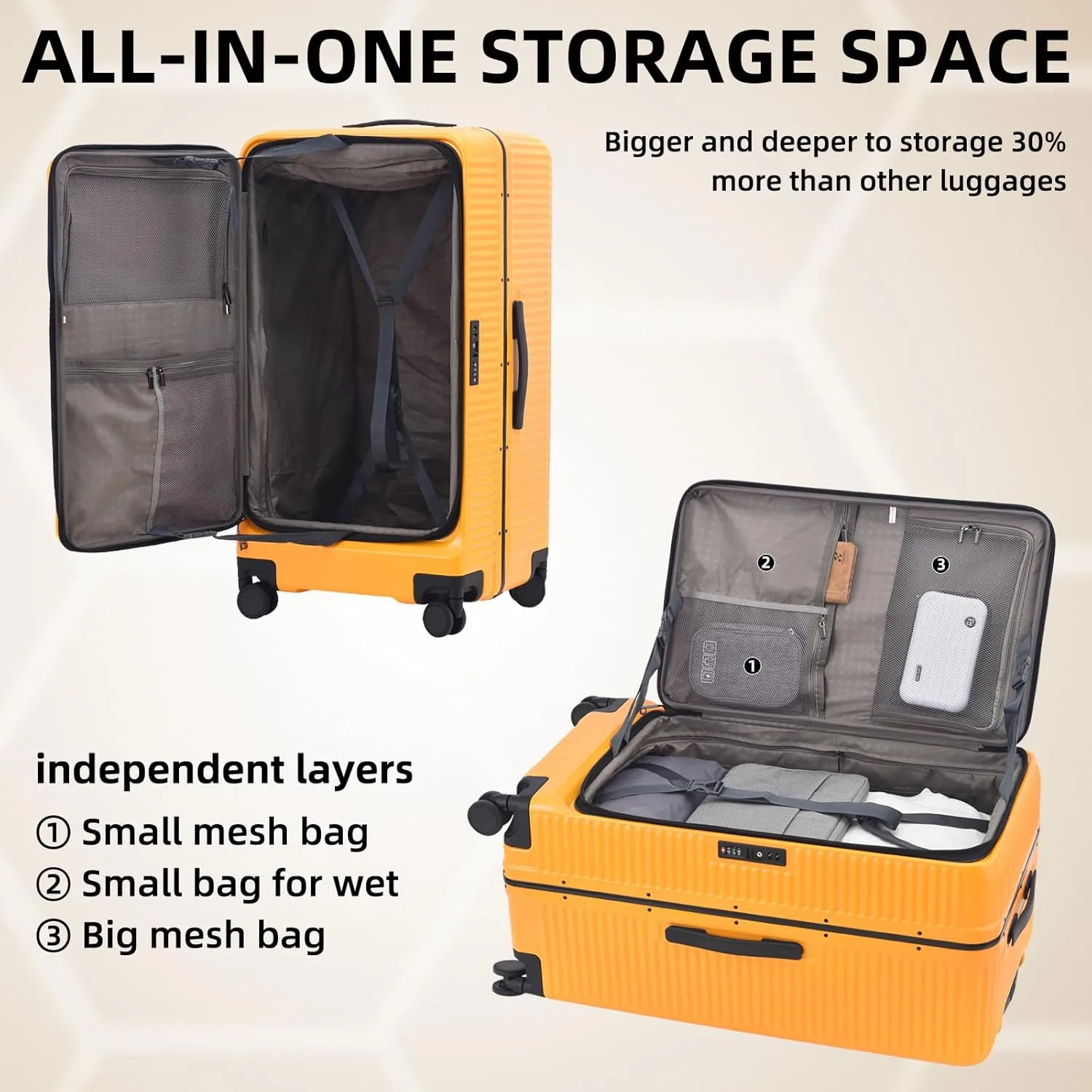 2 pieces 20/29 Aluminum Luggage Set with Side Opening, Lightweight Hardshell ABS PC Suitcase with TSA Lock, 360 Universal Wheels & Adjustable Handle, Orange
