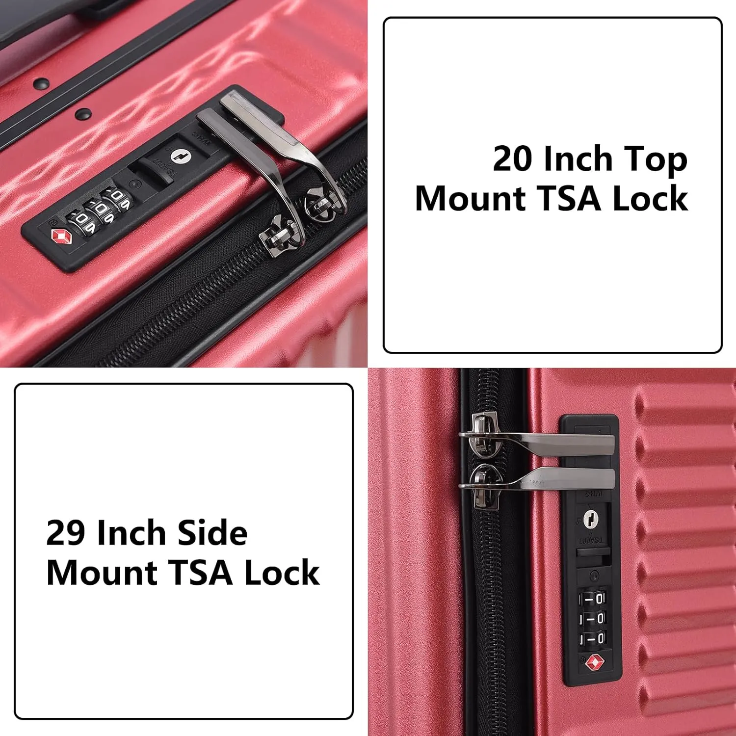 2 pieces 20/29 Aluminum Luggage Set with Side Opening, Lightweight Hardshell ABS PC Suitcase with TSA Lock, 360 Universal Wheels & Adjustable Handle, Wine Red
