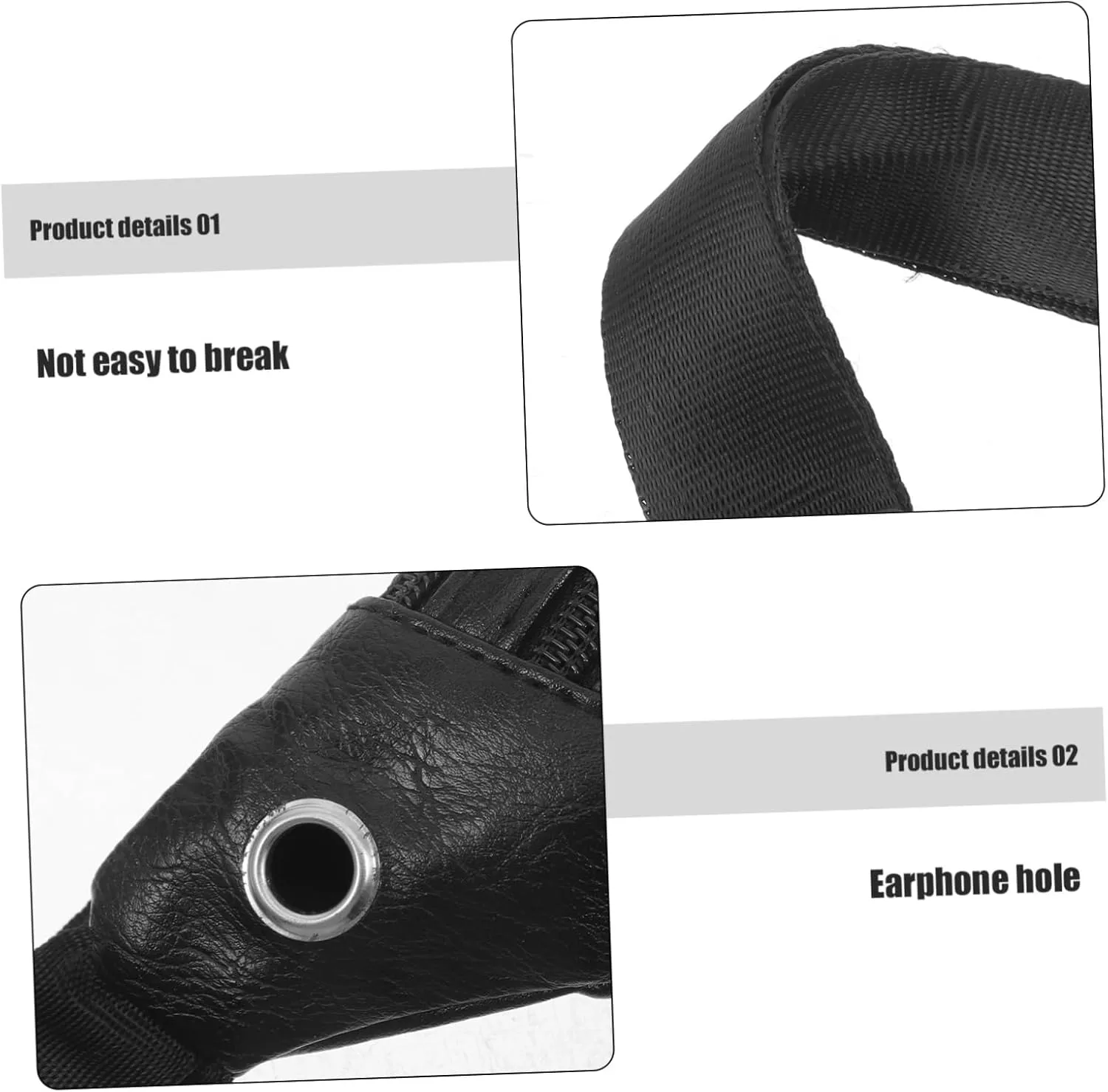 2pcs Sports Bag with Headphone Plug Casual Chest Bag Portable Waist Pouch Outdoor Fanny Pack Man's for Travel