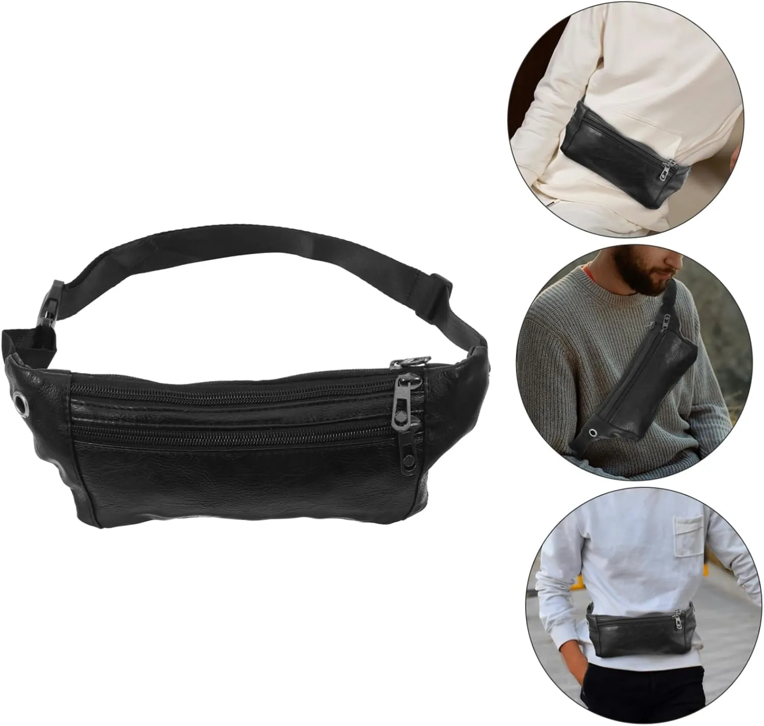 2pcs Sports Bag with Headphone Plug Casual Chest Bag Portable Waist Pouch Outdoor Fanny Pack Man's for Travel