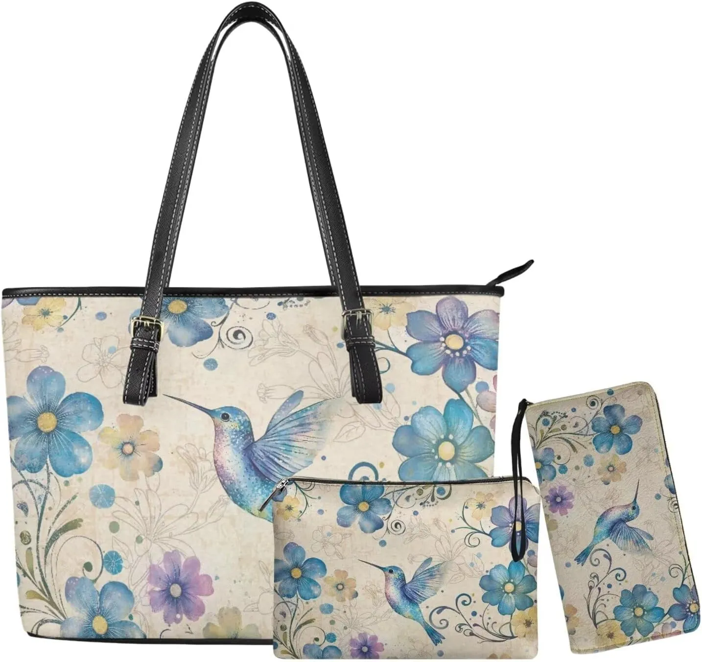 3PCS Tote Handbag Wallet for Women Ladies,Small Handbag and Wallet Set,Travel Handbag and Wallet All in One