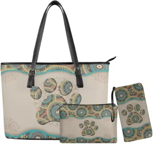 3PCS Tote Handbag Wallet for Women Ladies,Small Handbag and Wallet Set,Travel Handbag and Wallet All in One