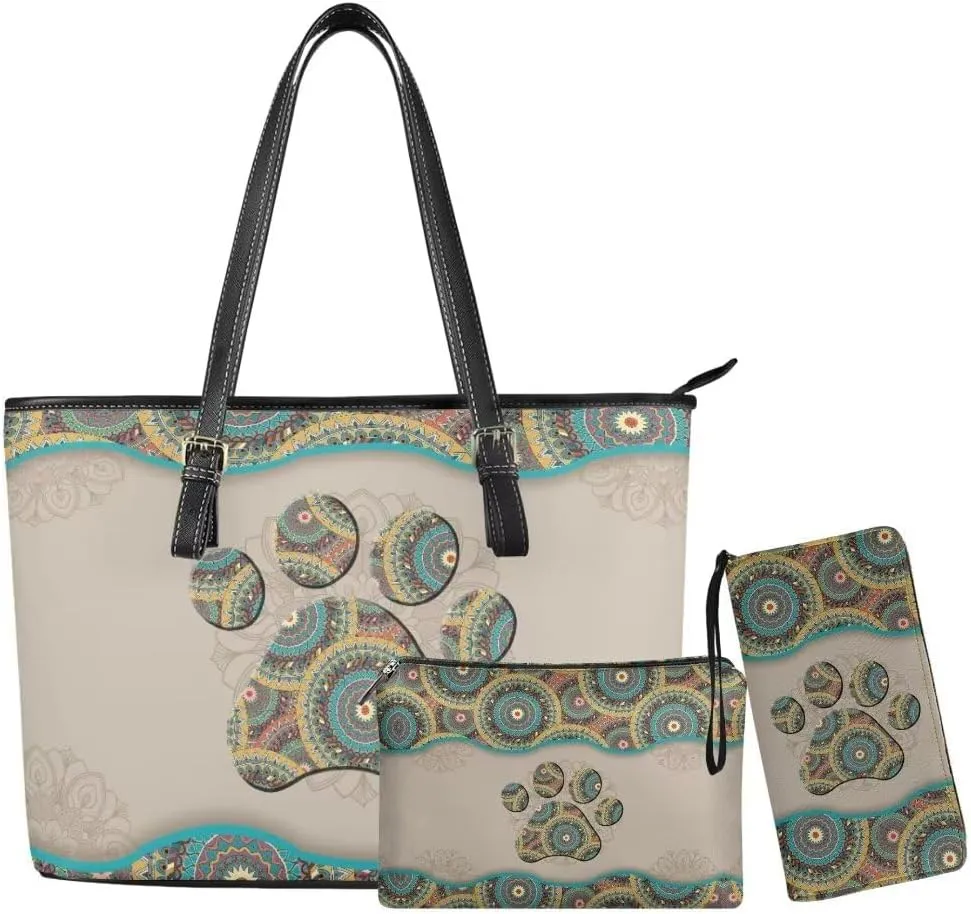 3PCS Tote Handbag Wallet for Women Ladies,Small Handbag and Wallet Set,Travel Handbag and Wallet All in One