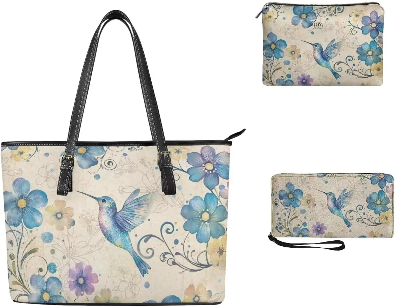 3PCS Tote Handbag Wallet for Women Ladies,Small Handbag and Wallet Set,Travel Handbag and Wallet All in One
