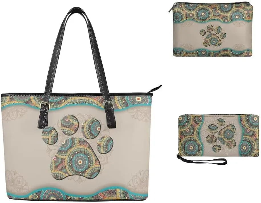 3PCS Tote Handbag Wallet for Women Ladies,Small Handbag and Wallet Set,Travel Handbag and Wallet All in One