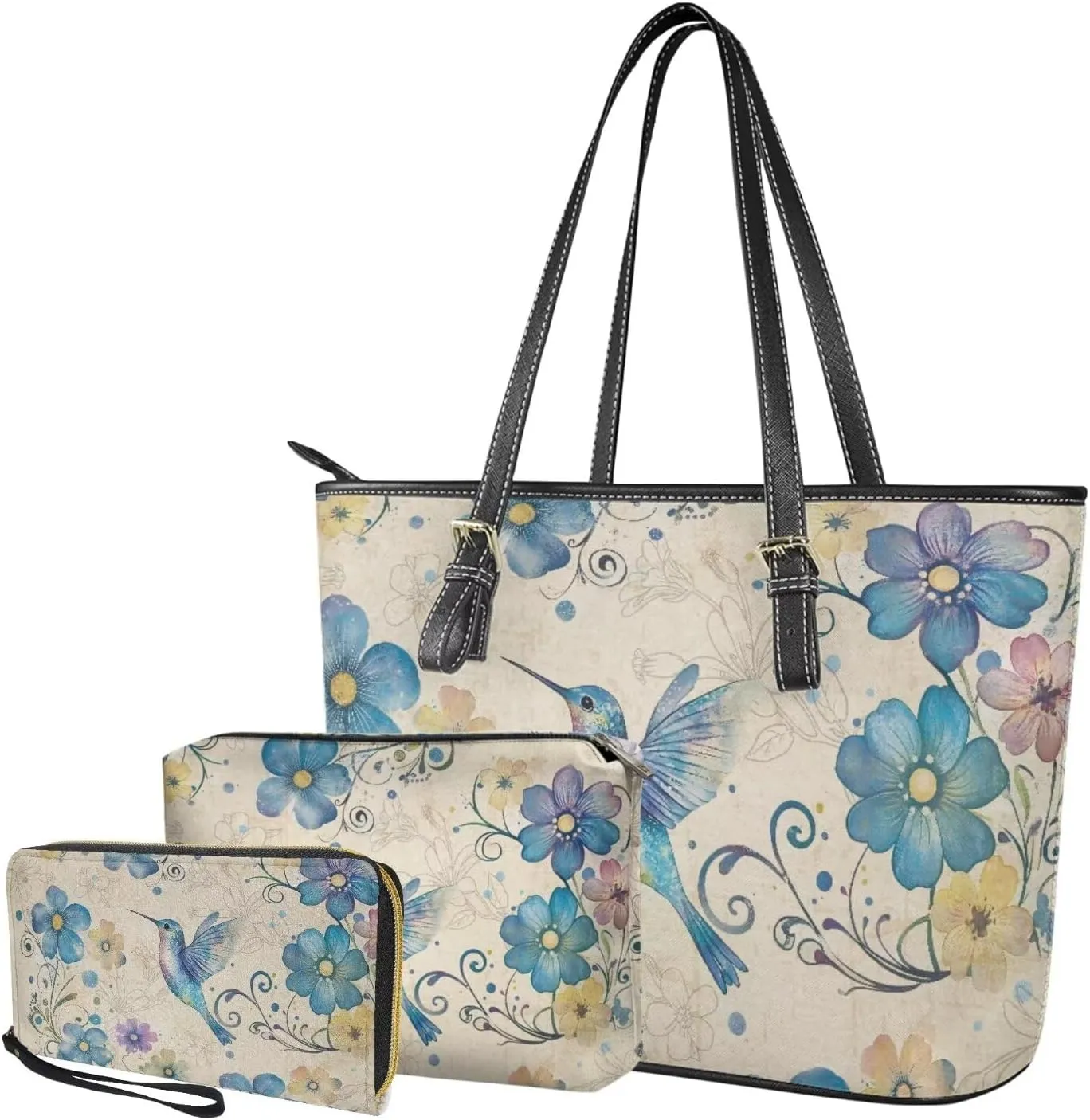 3PCS Tote Handbag Wallet for Women Ladies,Small Handbag and Wallet Set,Travel Handbag and Wallet All in One