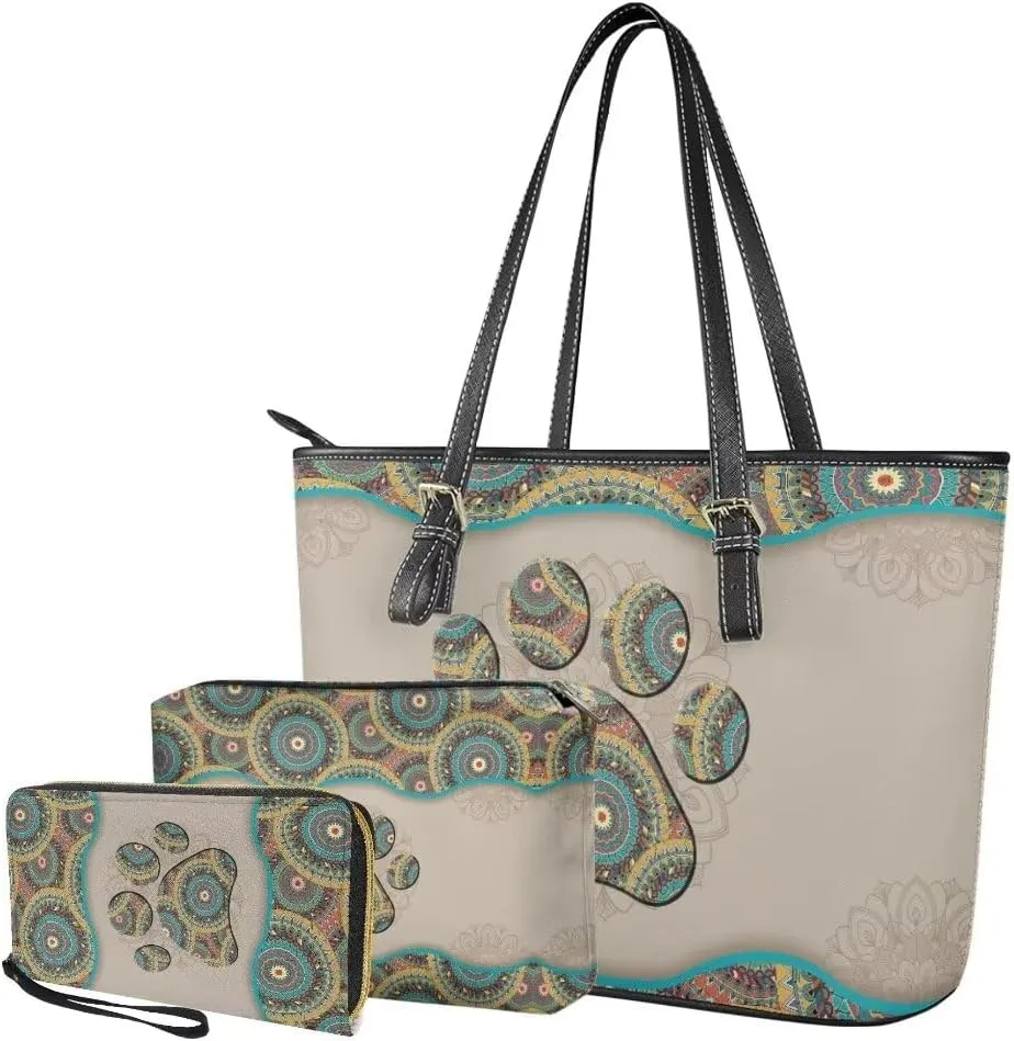 3PCS Tote Handbag Wallet for Women Ladies,Small Handbag and Wallet Set,Travel Handbag and Wallet All in One