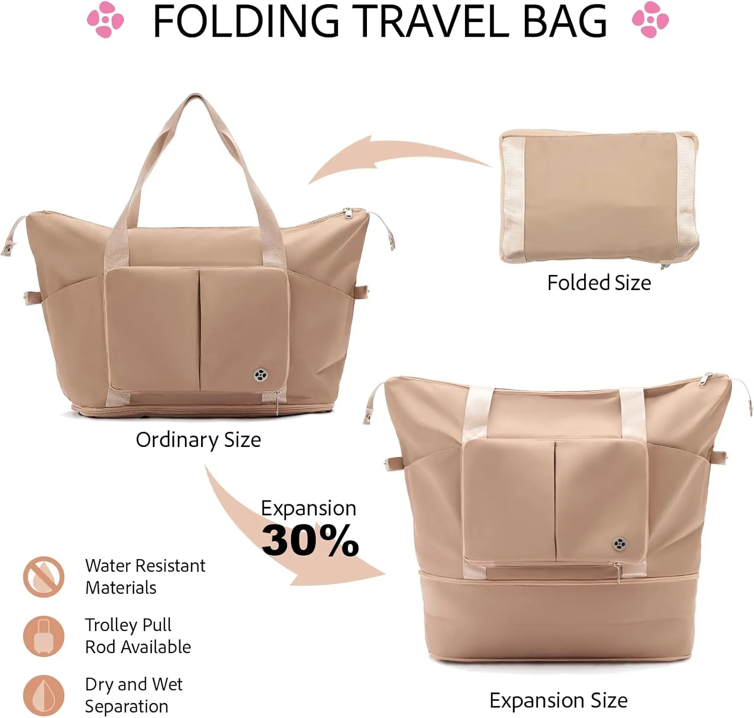 4-Piece Lightweight Luggage Sets for Women, Hardshell Spinner Suitcase with TSA Lock, Expandable Duffel Bag, Luggage Strap, and Leather TagPink, 20inch)