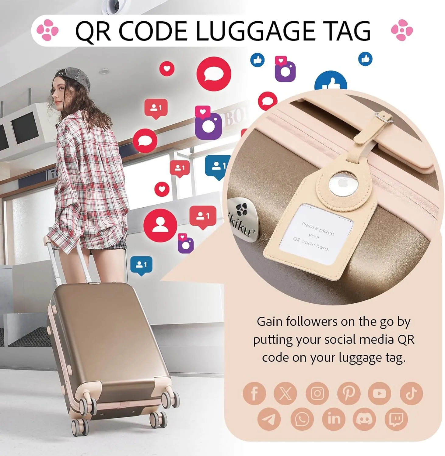 4-Piece Lightweight Luggage Sets for Women, Hardshell Spinner Suitcase with TSA Lock, Expandable Duffel Bag, Luggage Strap, and Leather TagPink, 20inch)