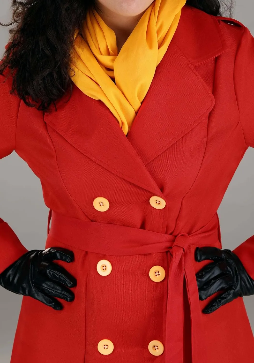 Adult Carmen Sandiego Outfit Womens, Iconic Red Trench Coat Halloween Costume