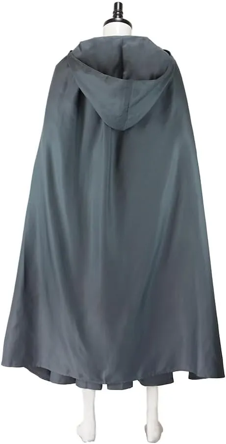 Adult Grey Wizard Costume Men Knight Robe Hooded Cloak Belt Hat Full Set
