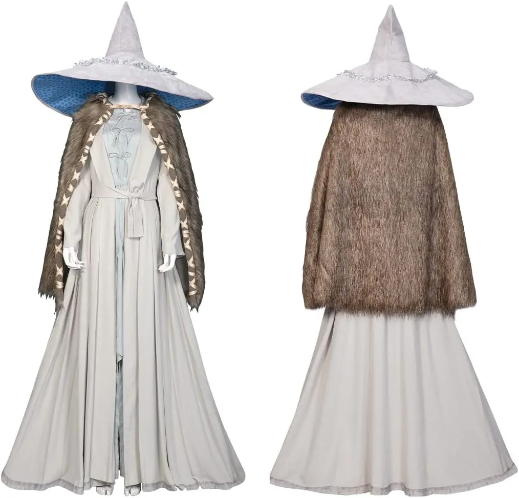 Adult Ranni Costume Elden Ring Witch Cosplay Renaissance Dress Witch Hat Fur Cloak