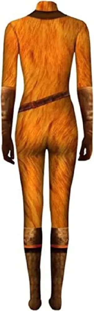 Adult Yellow Cat Costume Cat Cosplay Bodysuit Women with Hat Cloak for Halloween Party