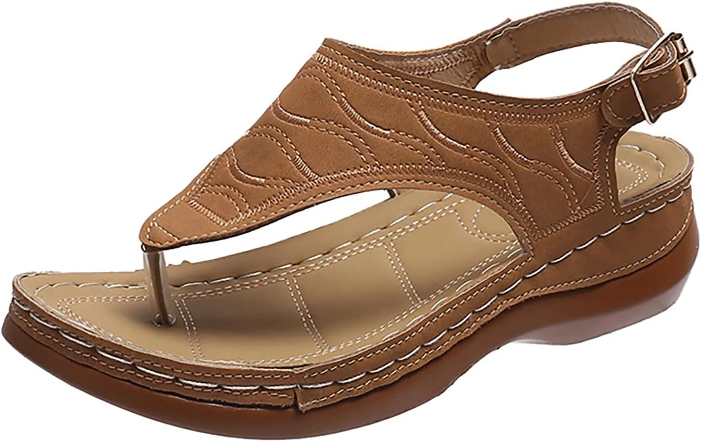 AMDBEL Orthopedic Sandals for Women,Women's Comfy Orthotic Sandals Arch Support Clip Toe Bukle Strap Summer Walking Shoes