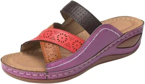 AMDBEL Womens Sandals With Arch Support, Womens Sandals Dressy Flat Arch Support Orthotic Slides Comfortable Walking Orthopedic Summer Flip Flops Beach Shoes, Wedge Sandals for Women Comfortable