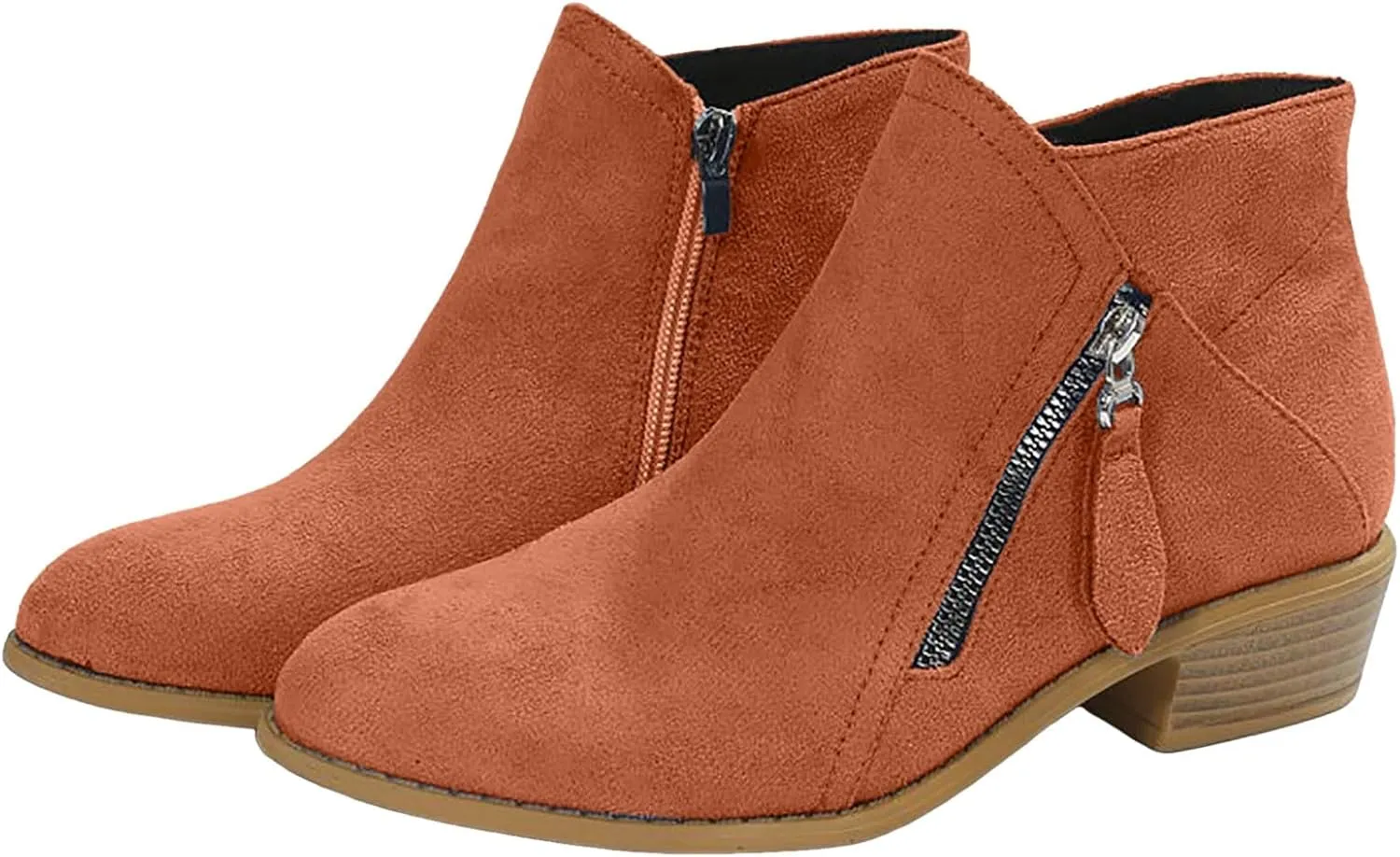 Ankle Boots for Women Mid Calf Boots Fashion Comfortable Soft Sole Ankle Boots Outdoor Casual Suede Zipper Short Boot