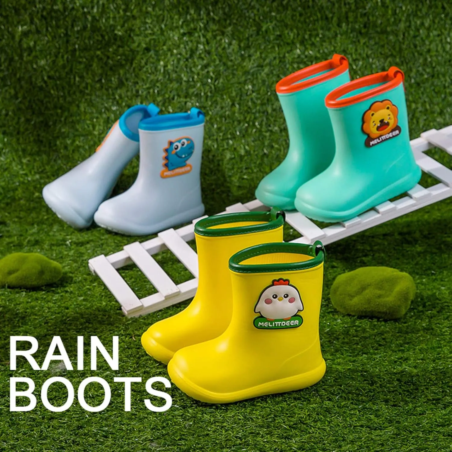 Ankle Rain Boots for Kids Boys Girls Toddler Short Rain Boots Baby Waterproof Boots Cartoon Baby PVC Non-Slip Shoes