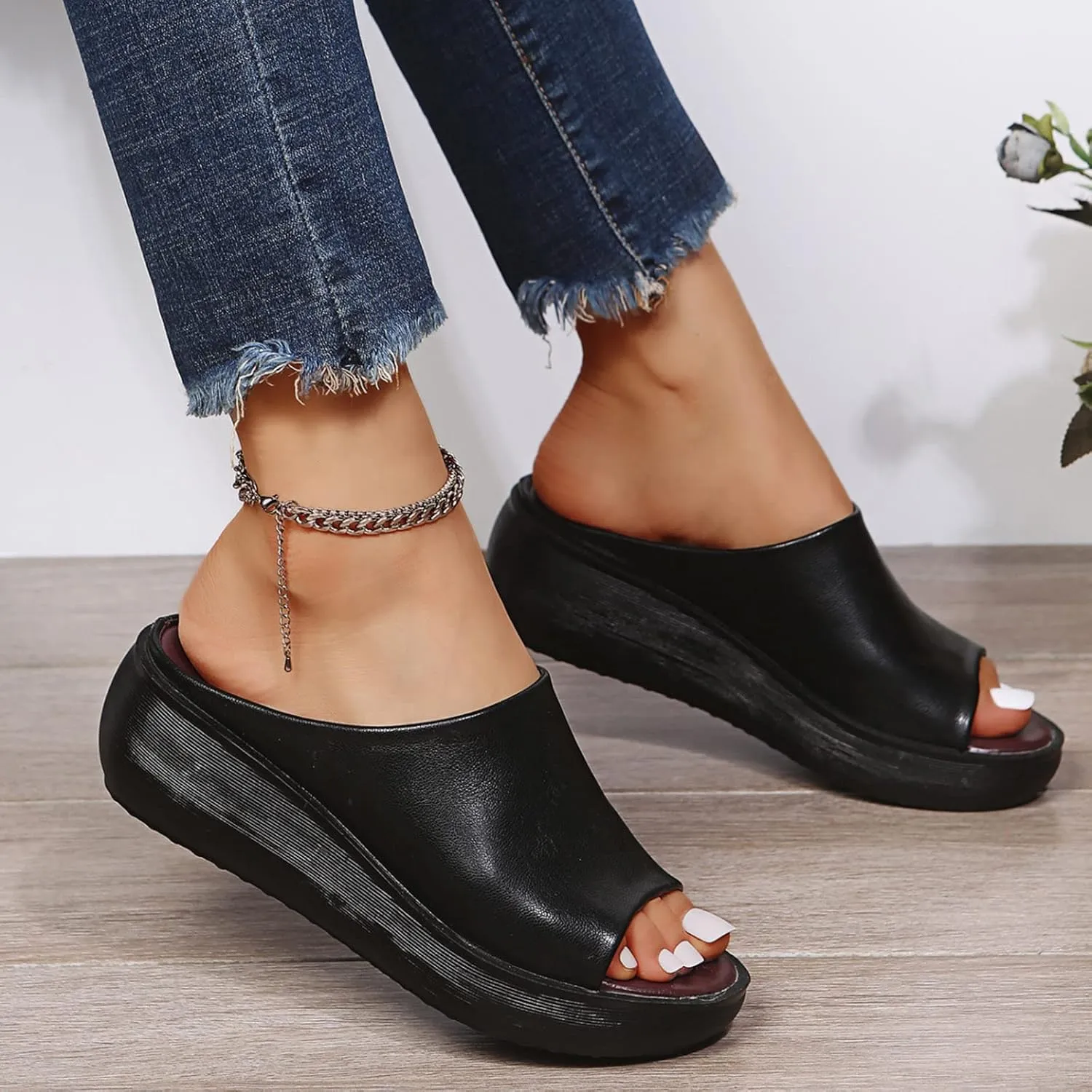 Avylays Orthopedic Sandals for Women Dressy Platform Sandals Slip On Slide Sandals for Women Summer Beach Outdoor Shoes
