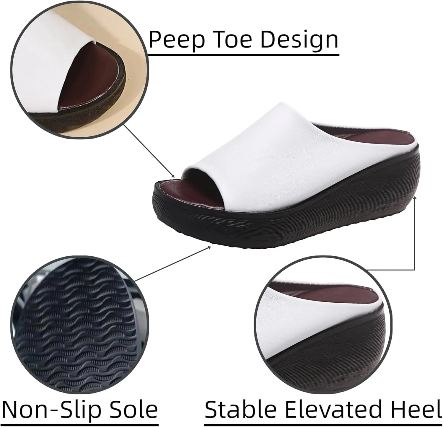 Avylays Orthopedic Sandals for Women Wedge Slip on Open Toe Sandals Thick Sole Arch Support Summer Beach Slide Sandals