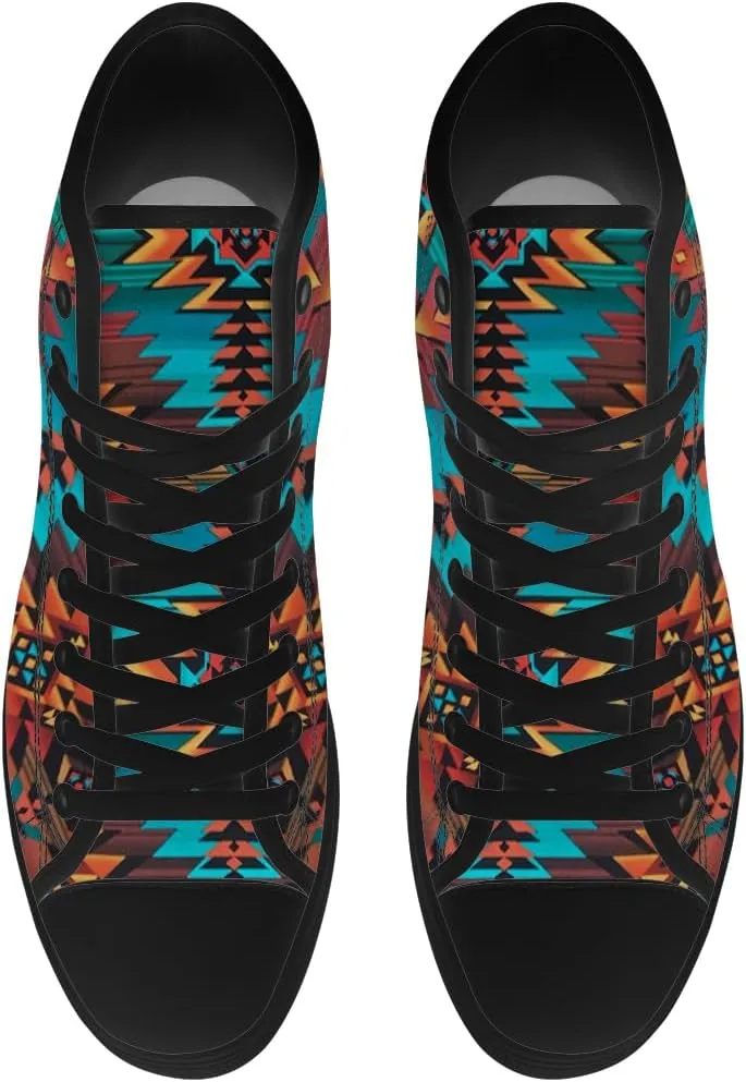 Aztec High Top Canvas Shoes for Men Women Native American High Top Sneakers Lace Up Casual Shoes Gifts for Dad Mom