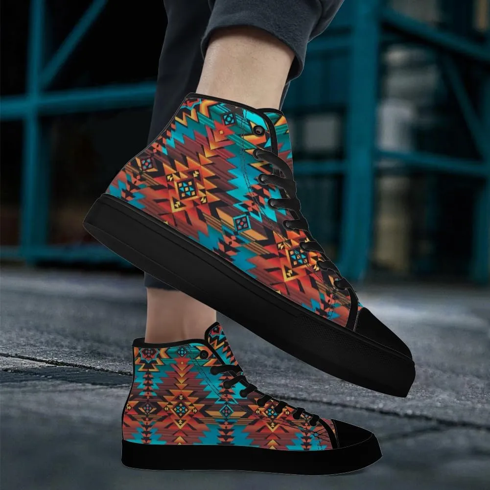 Aztec High Top Canvas Shoes for Men Women Native American High Top Sneakers Lace Up Casual Shoes Gifts for Dad Mom