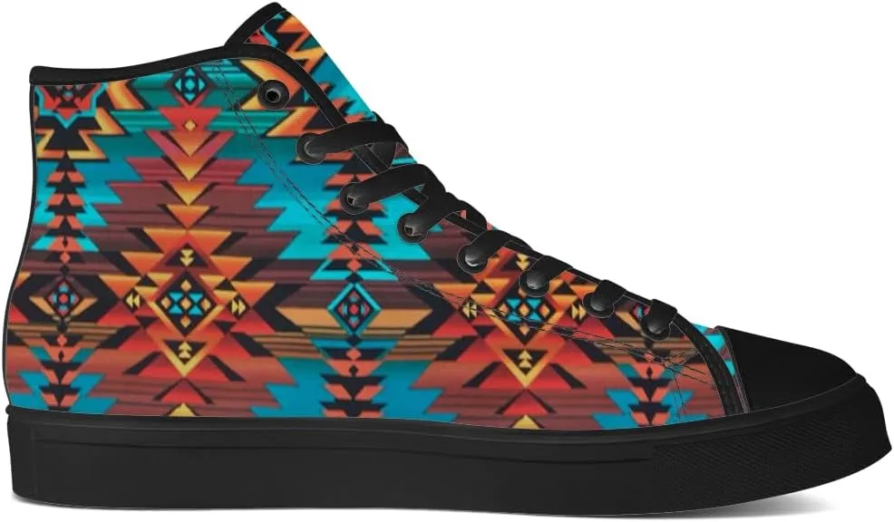 Aztec High Top Canvas Shoes for Men Women Native American High Top Sneakers Lace Up Casual Shoes Gifts for Dad Mom
