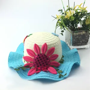 Babymoon Sunflower Baby Summer Kids Cap with String | 2-6 Years | Blue