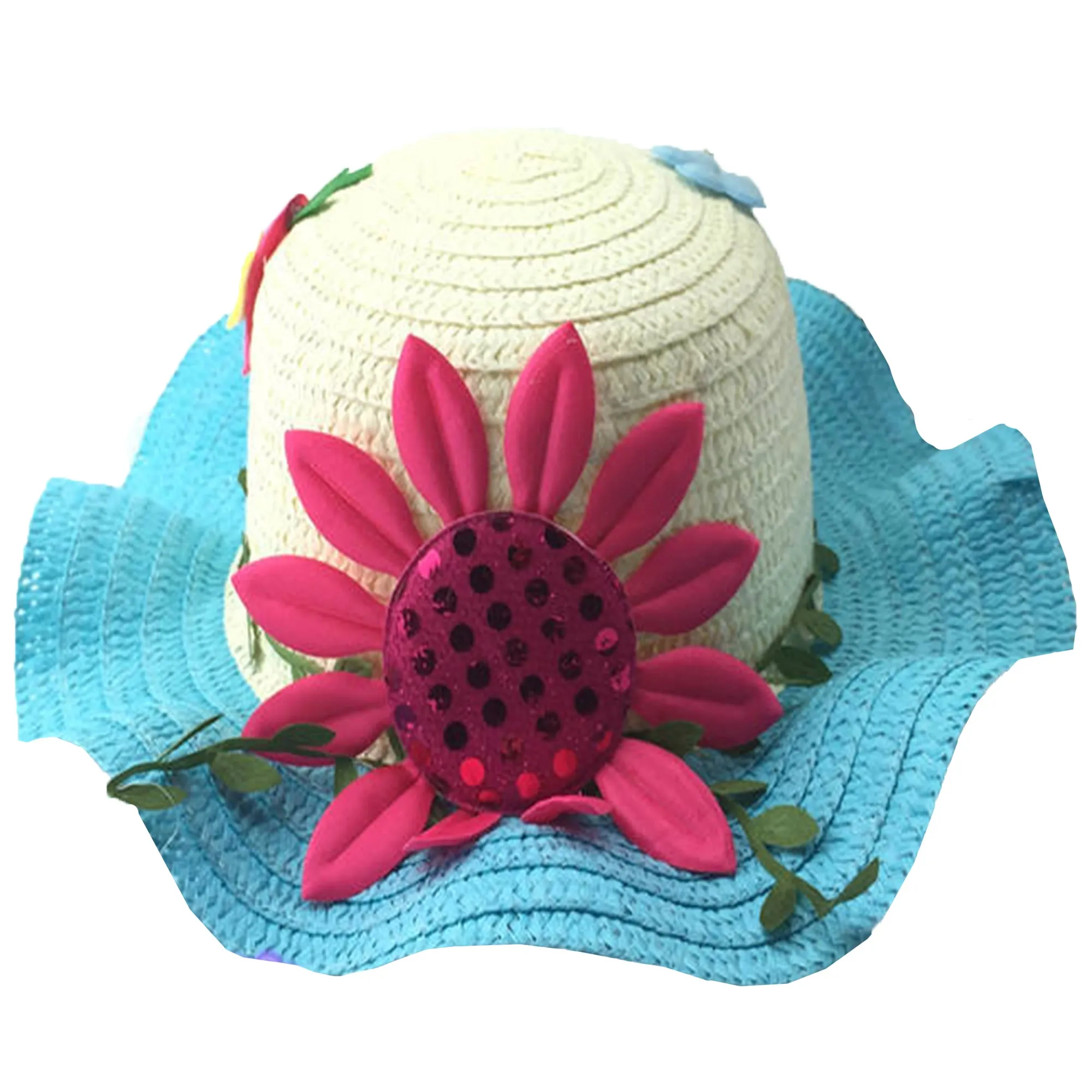 Babymoon Sunflower Baby Summer Kids Cap with String | 2-6 Years | Blue