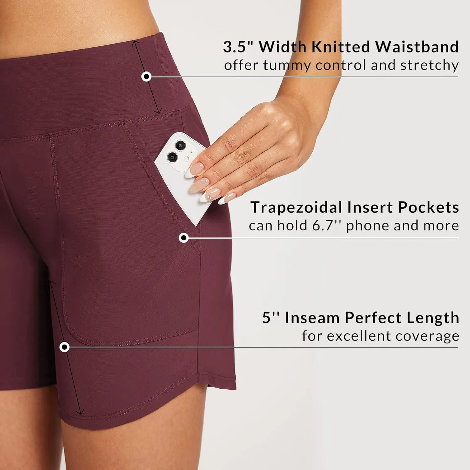 baleaf Women's 3"/5" High Waisted Swim Board Shorts Quick Dry Swimsuits Bottoms Trunks with Pockets