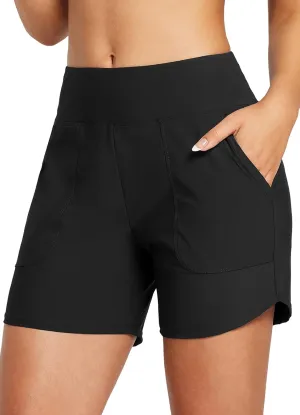 baleaf Women's 3"/5" High Waisted Swim Board Shorts Quick Dry Swimsuits Bottoms Trunks with Pockets