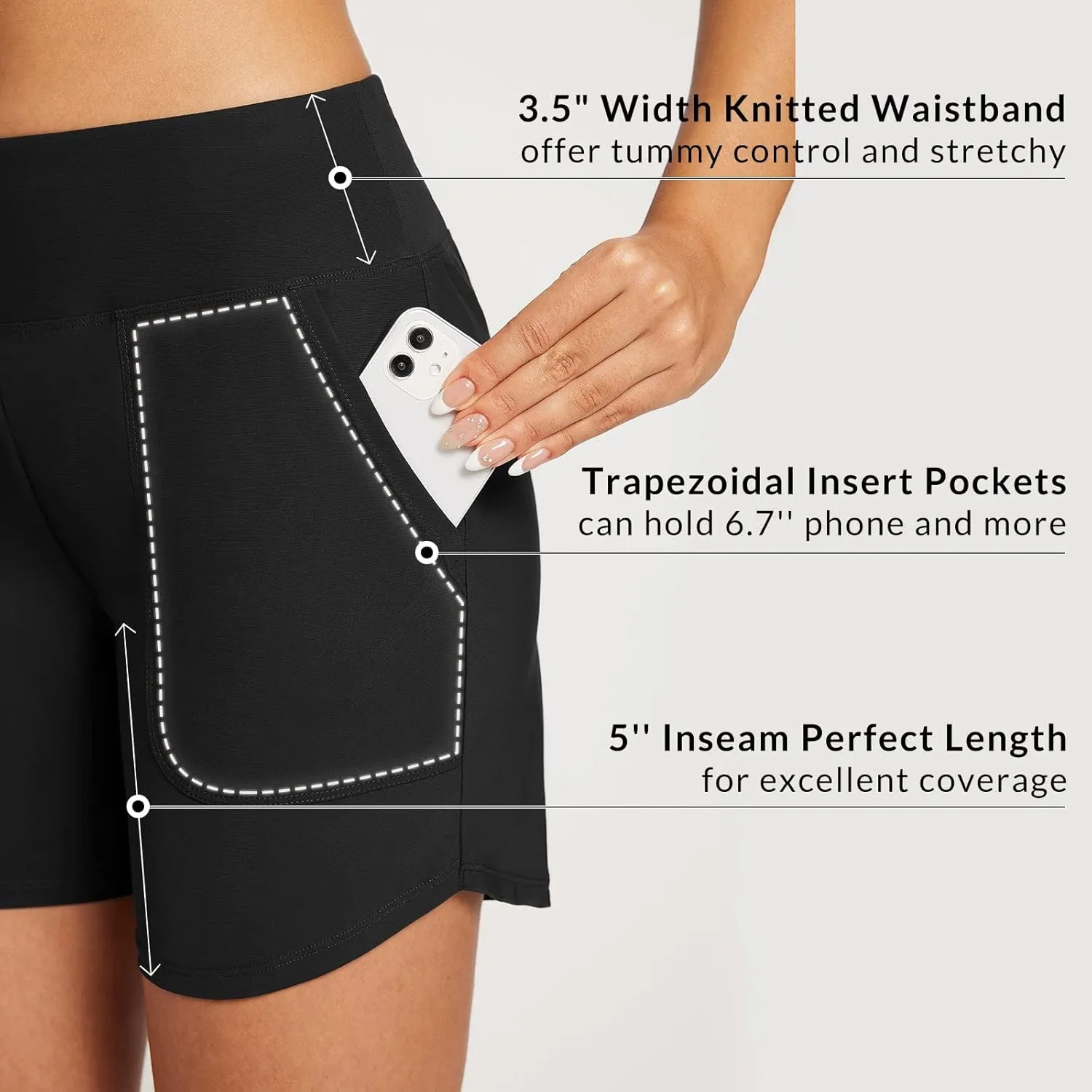 baleaf Women's 3"/5" High Waisted Swim Board Shorts Quick Dry Swimsuits Bottoms Trunks with Pockets