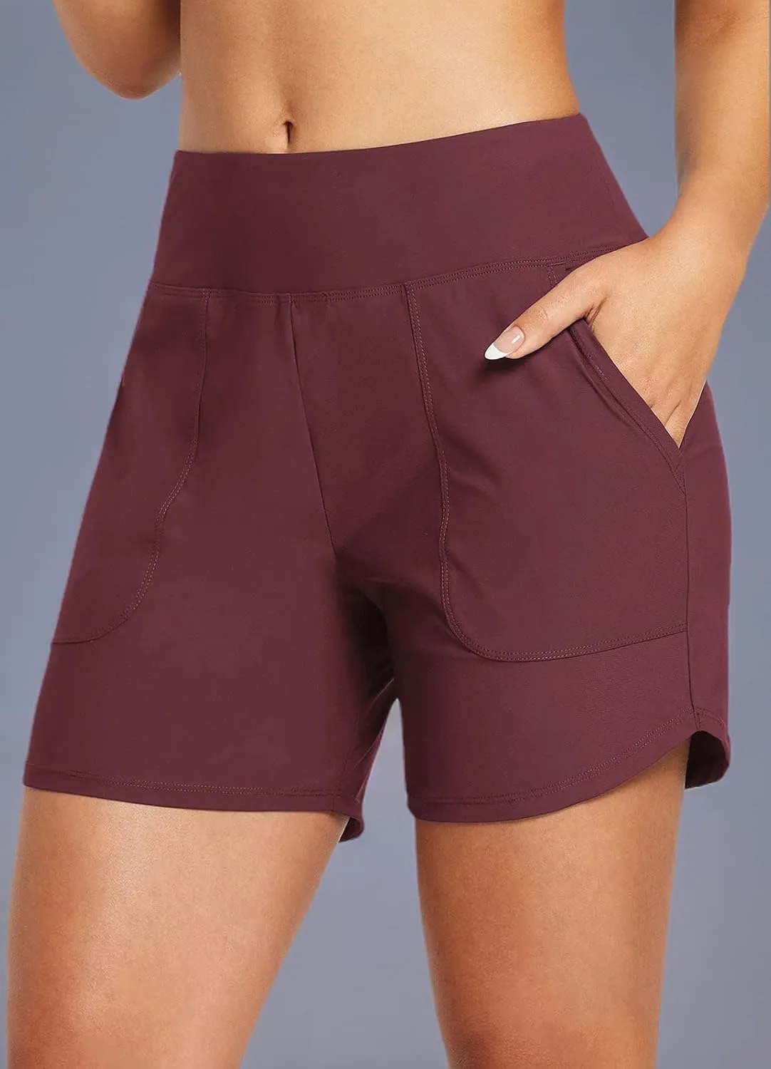 baleaf Women's 3"/5" High Waisted Swim Board Shorts Quick Dry Swimsuits Bottoms Trunks with Pockets