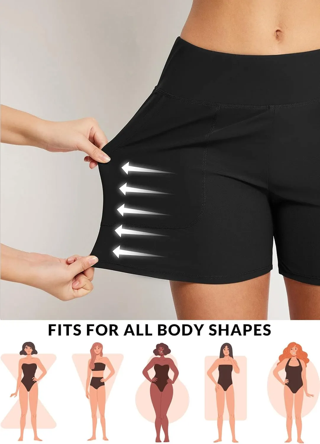 baleaf Women's 3"/5" High Waisted Swim Board Shorts Quick Dry Swimsuits Bottoms Trunks with Pockets