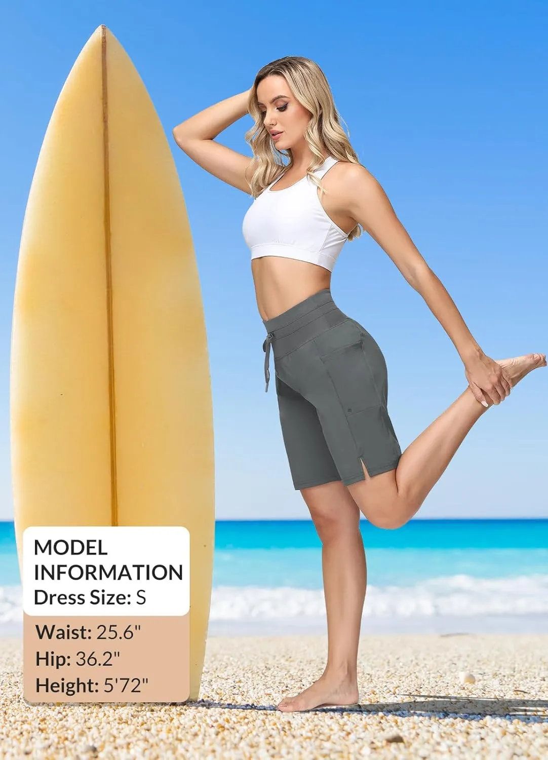 baleaf Women's 5"/9" High Waisted Swim Board Shorts Quick Dry Swimsuits Bottoms with Drawstring
