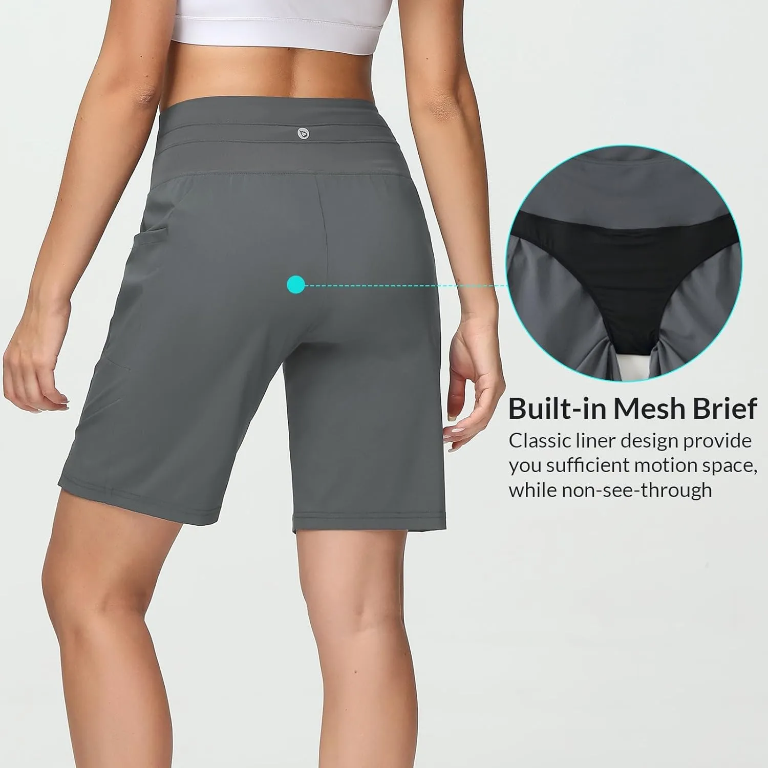 baleaf Women's 5"/9" High Waisted Swim Board Shorts Quick Dry Swimsuits Bottoms with Drawstring