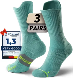 Bamboo Viscose Compression Running Crew Socks, Coolmax Moisture-Wicking Anti-Blister Hiking&Gym Athletic Socks