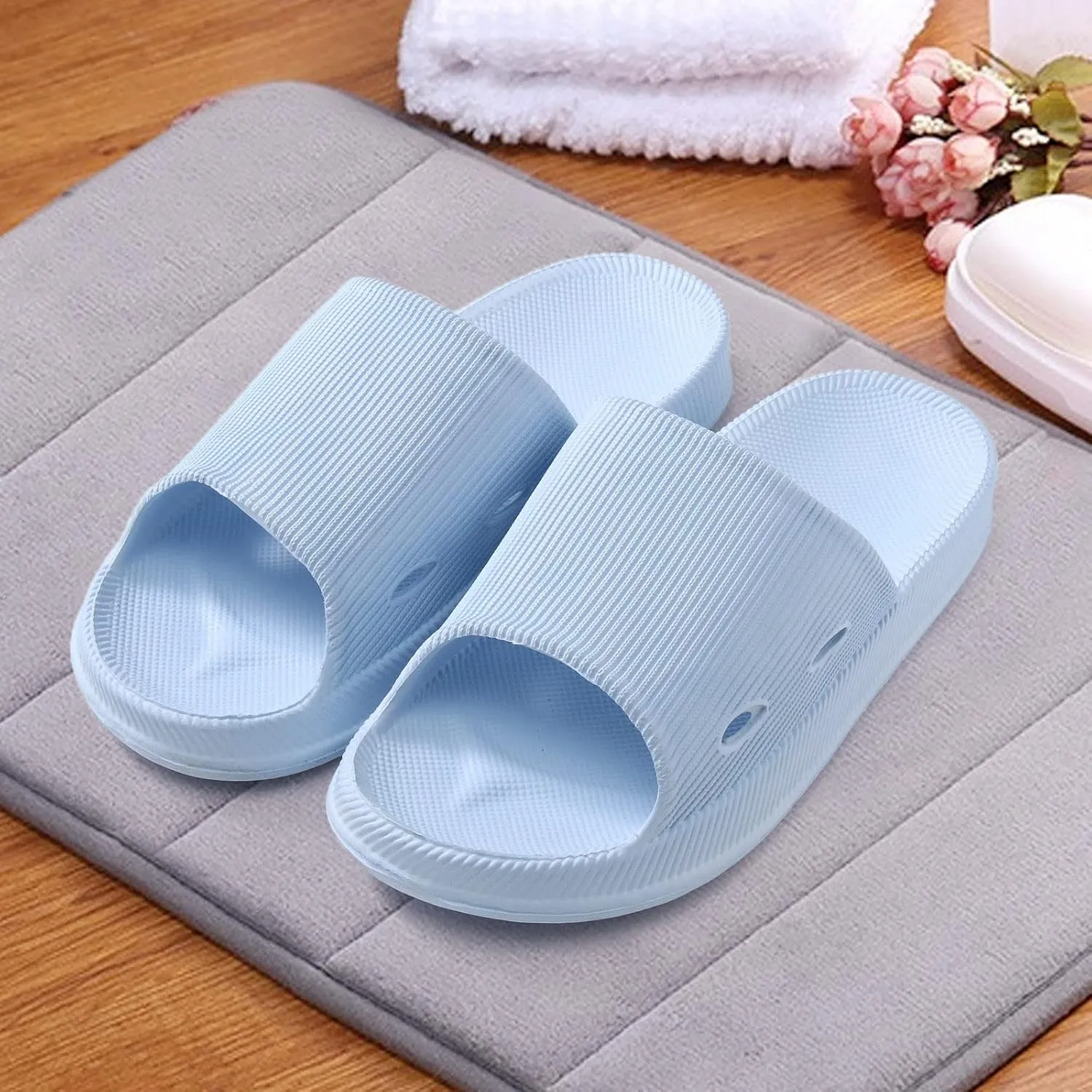 Bathroom Slippers Men's Athletic Outdoor Sandals Slides Shower Shoes with Drainage Holes House Slippers