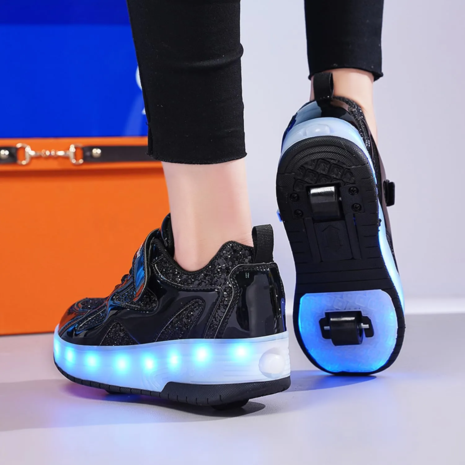 BFOEL Kids Roller Skates Light up Shoes with Double Wheel Shoes LED USB Charging Roller Sneakers for Girls Boys Birthday Christmas Day Best Gift