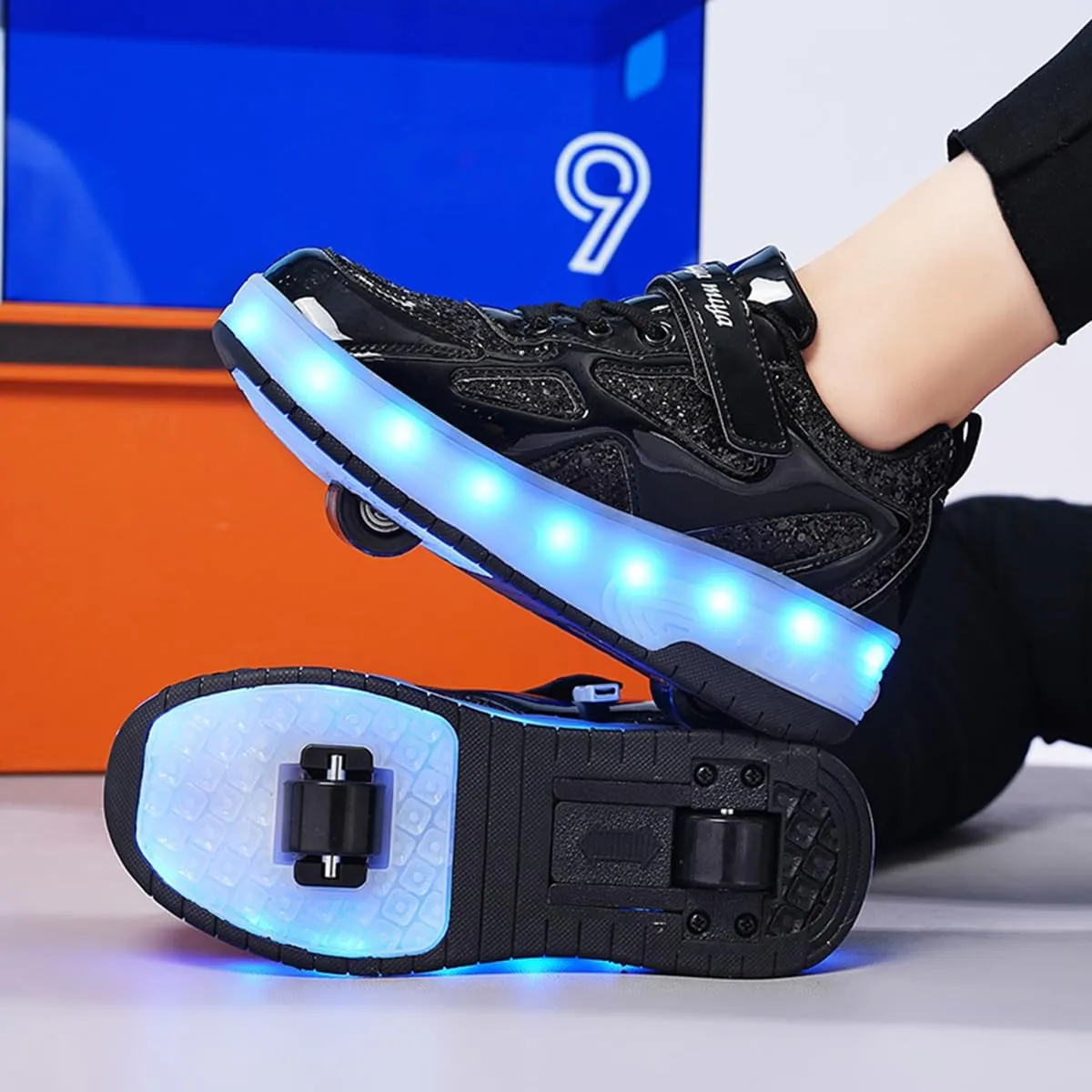 BFOEL Kids Roller Skates Light up Shoes with Double Wheel Shoes LED USB Charging Roller Sneakers for Girls Boys Birthday Christmas Day Best Gift