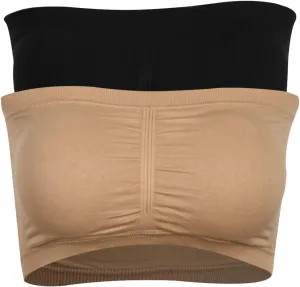 BINACL Women's Bandeau Bralette, Summer Strapless Removable Padded Seamless Basic Layer Tube Top Bra 2/3 Packs