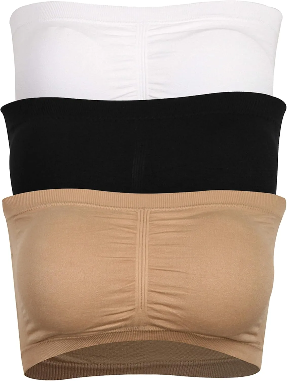 BINACL Women's Bandeau Bralette, Summer Strapless Removable Padded Seamless Basic Layer Tube Top Bra 2/3 Packs